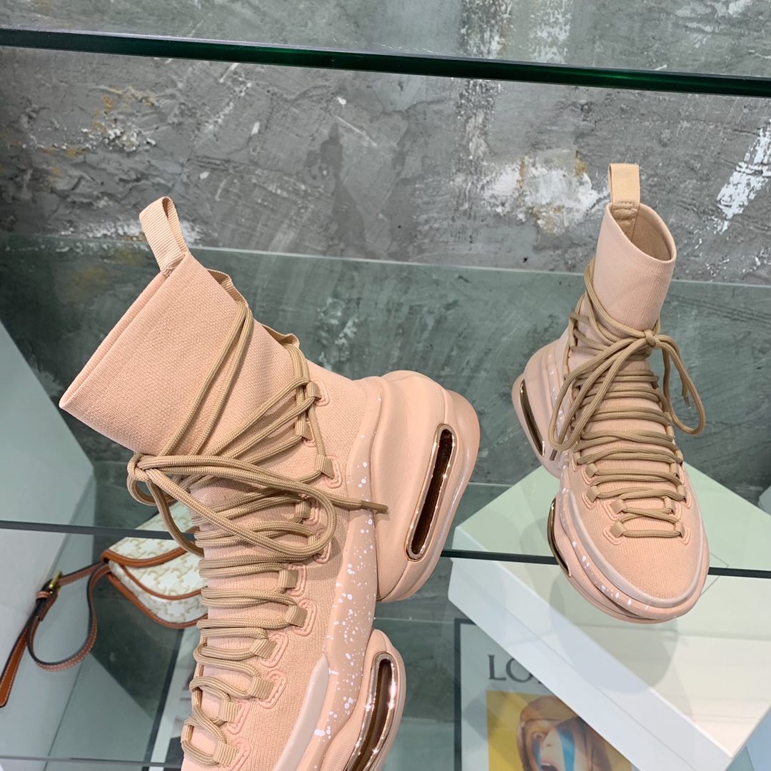 Balmain Lace Up Stockings Sneakers - FashionPlug