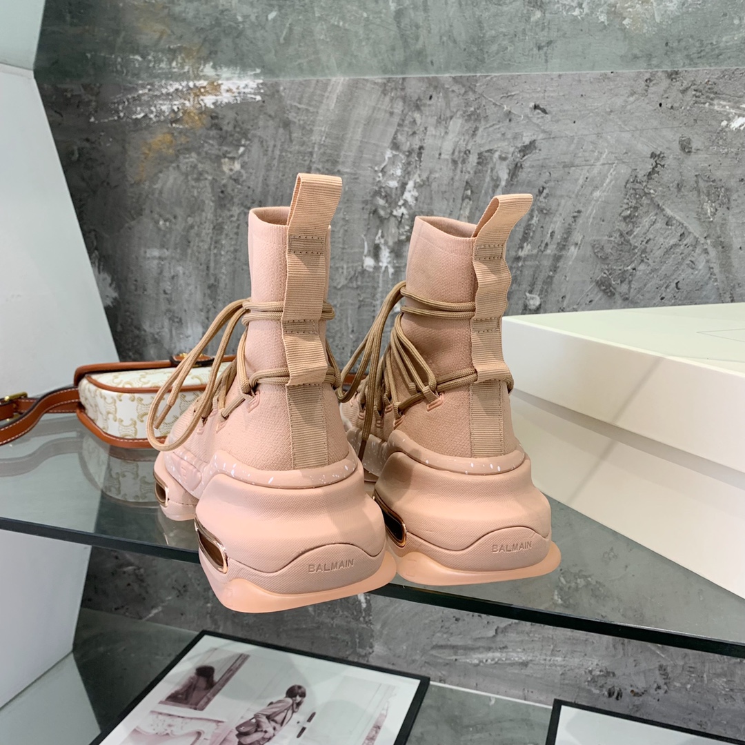 Balmain Lace Up Stockings Sneakers - FashionPlug