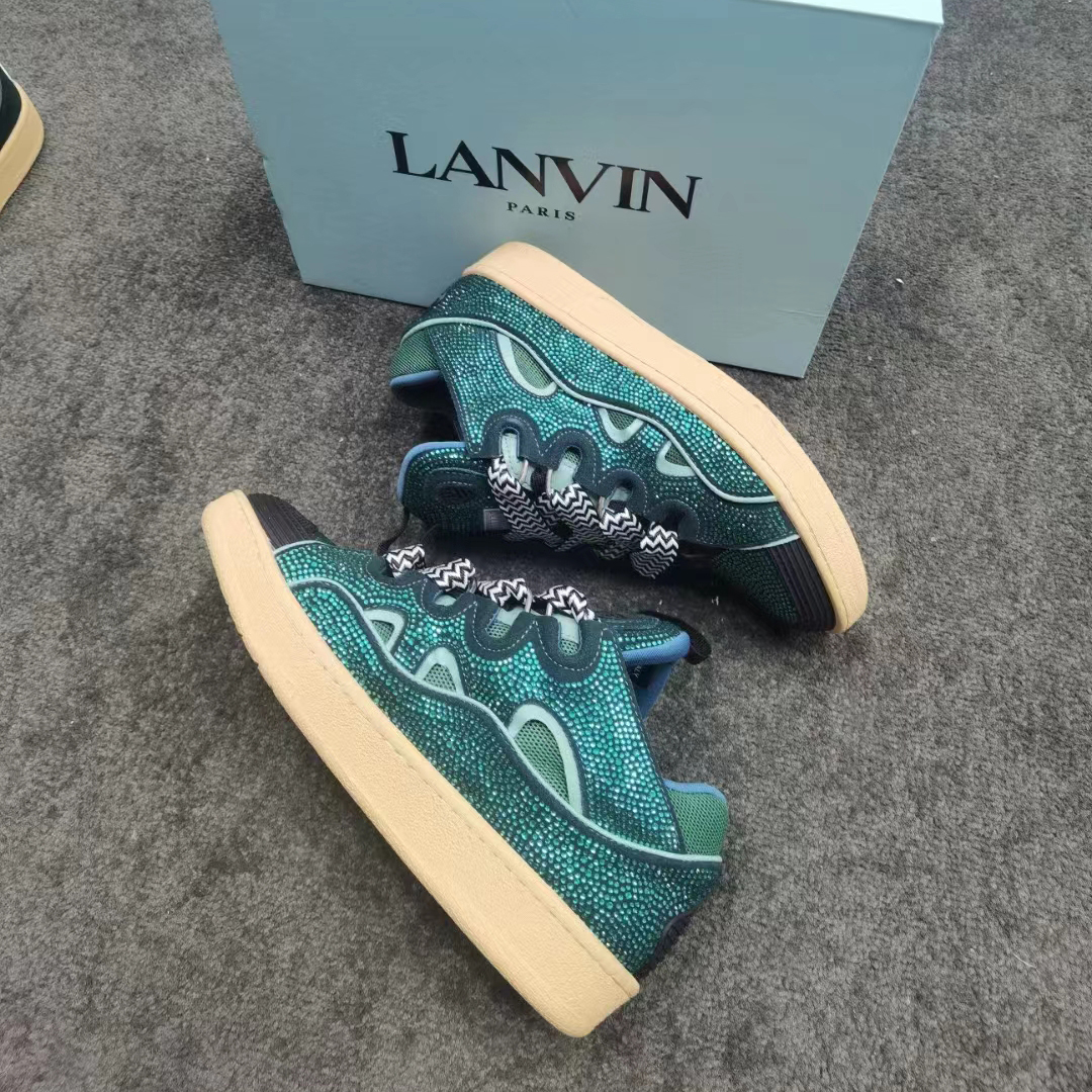 Lanvin Curb Lace-Up Sneakers - FashionPlug
