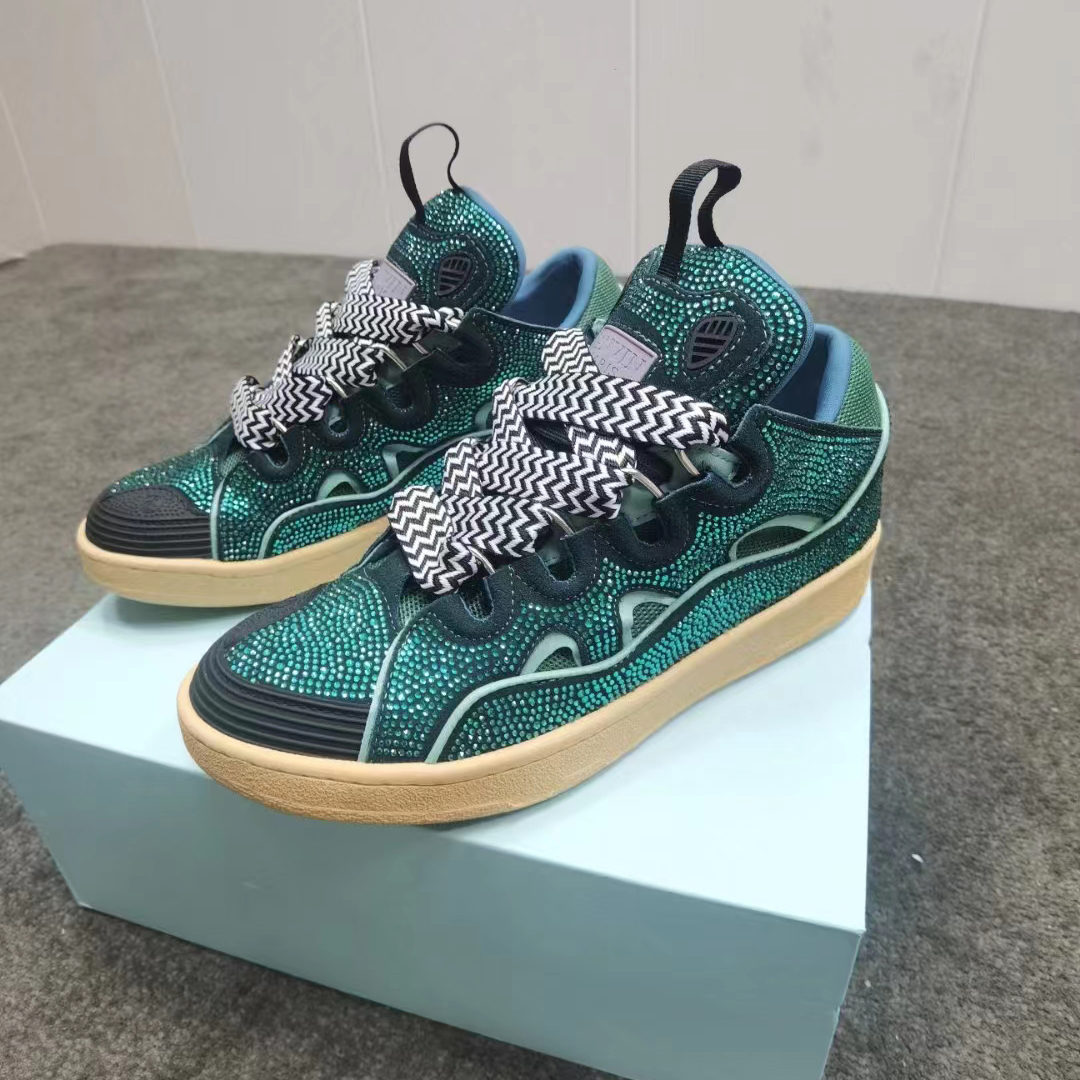 Lanvin Curb Lace-Up Sneakers - FashionPlug