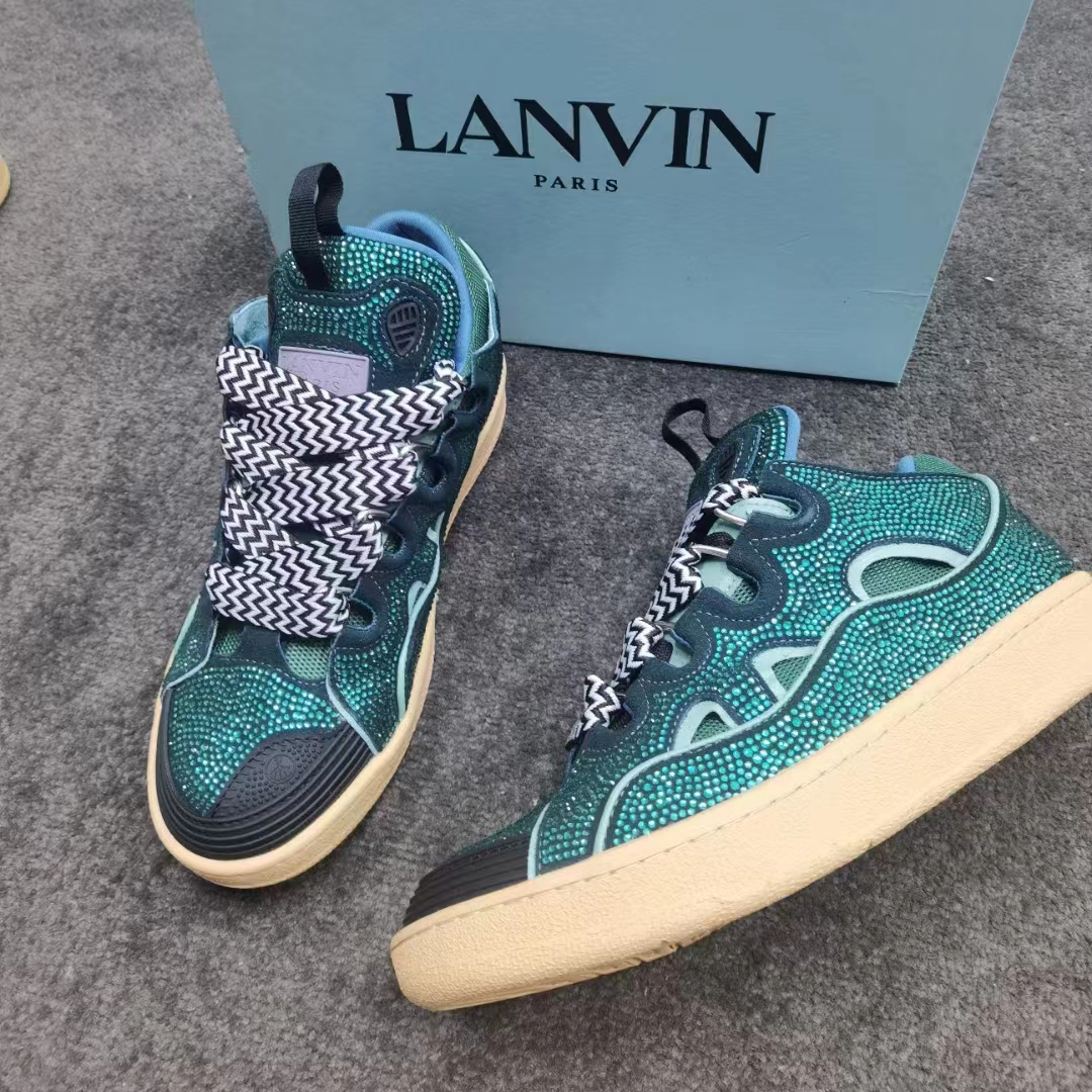 Lanvin Curb Lace-Up Sneakers - FashionPlug