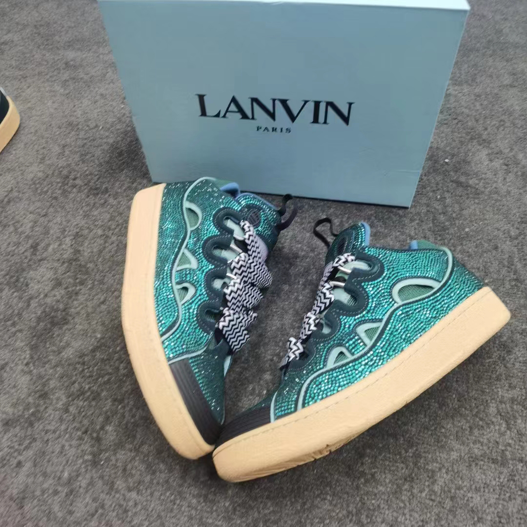 Lanvin Curb Lace-Up Sneakers - FashionPlug
