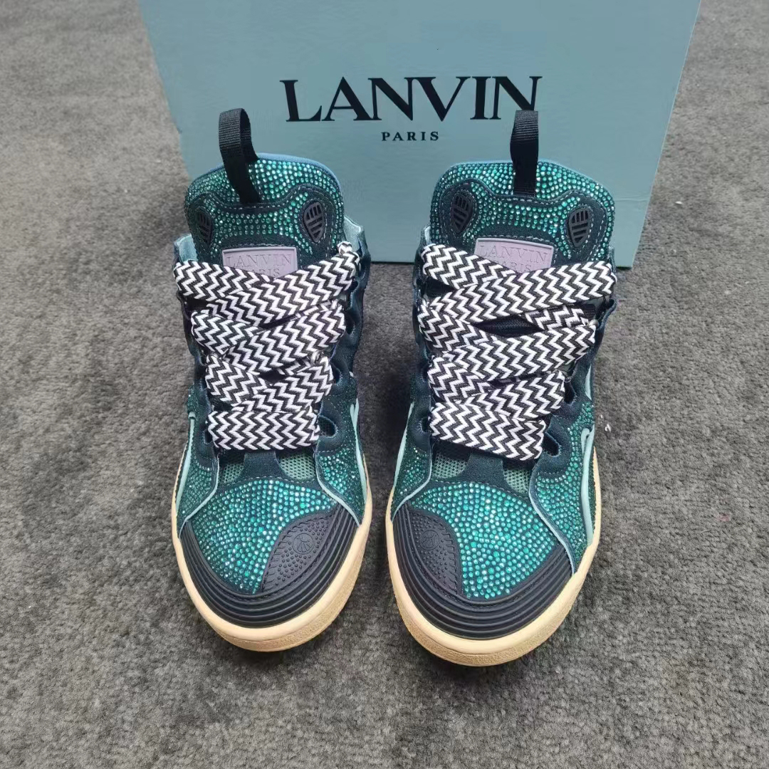 Lanvin Curb Lace-Up Sneakers - FashionPlug