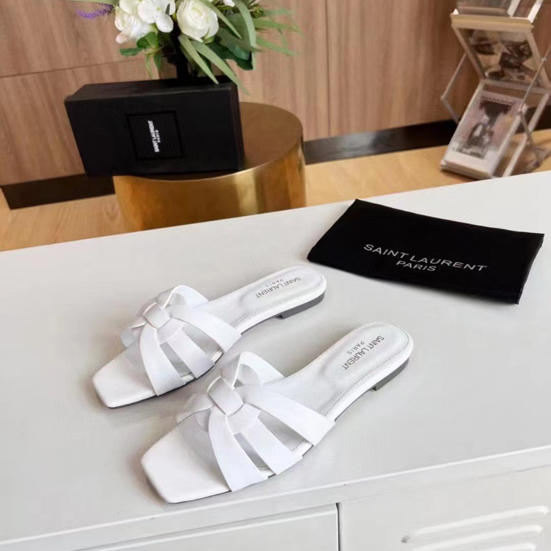 Saint Laurent Tribute Intertwing-Strap Sandals - FashionPlug