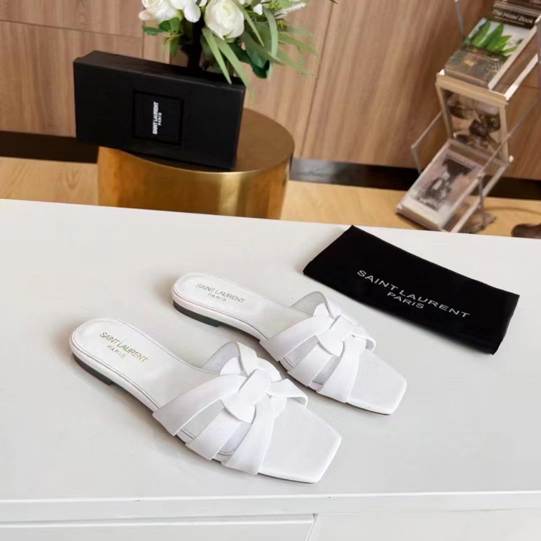 Saint Laurent Tribute Intertwing-Strap Sandals - FashionPlug