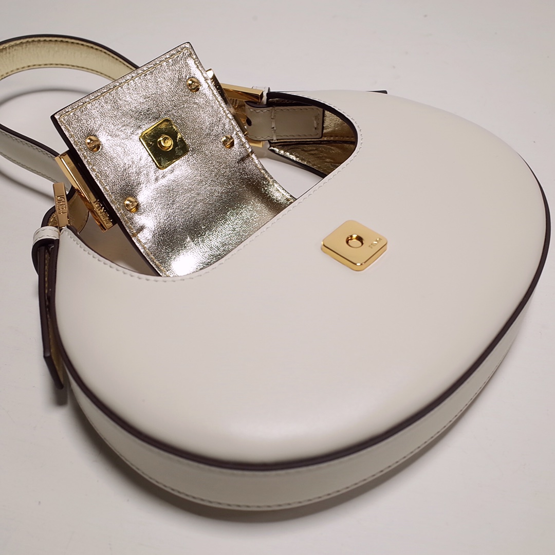 Fendi Cookie White Leather Mini Handbag（22-17.5-4.5cm） - FashionPlug