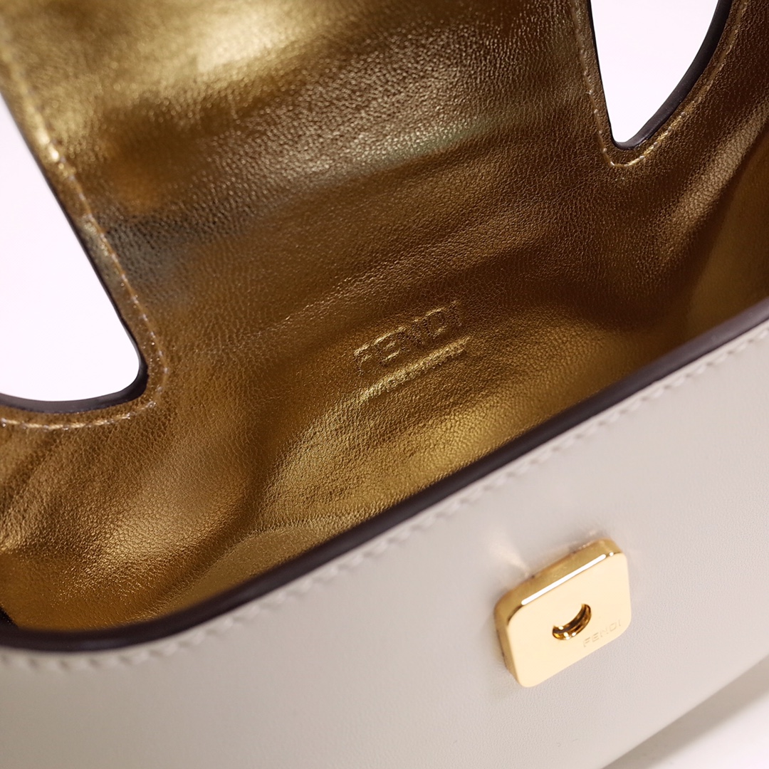 Fendi Cookie White Leather Mini Handbag（22-17.5-4.5cm） - FashionPlug