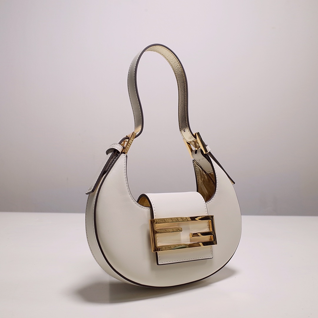 Fendi Cookie White Leather Mini Handbag（22-17.5-4.5cm） - FashionPlug