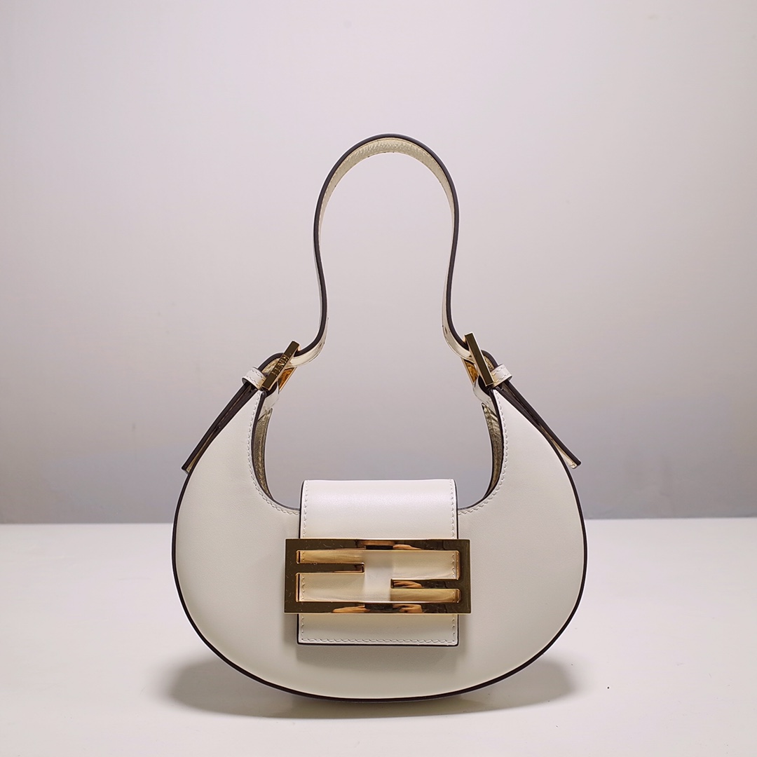 Fendi Cookie White Leather Mini Handbag（22-17.5-4.5cm） - FashionPlug