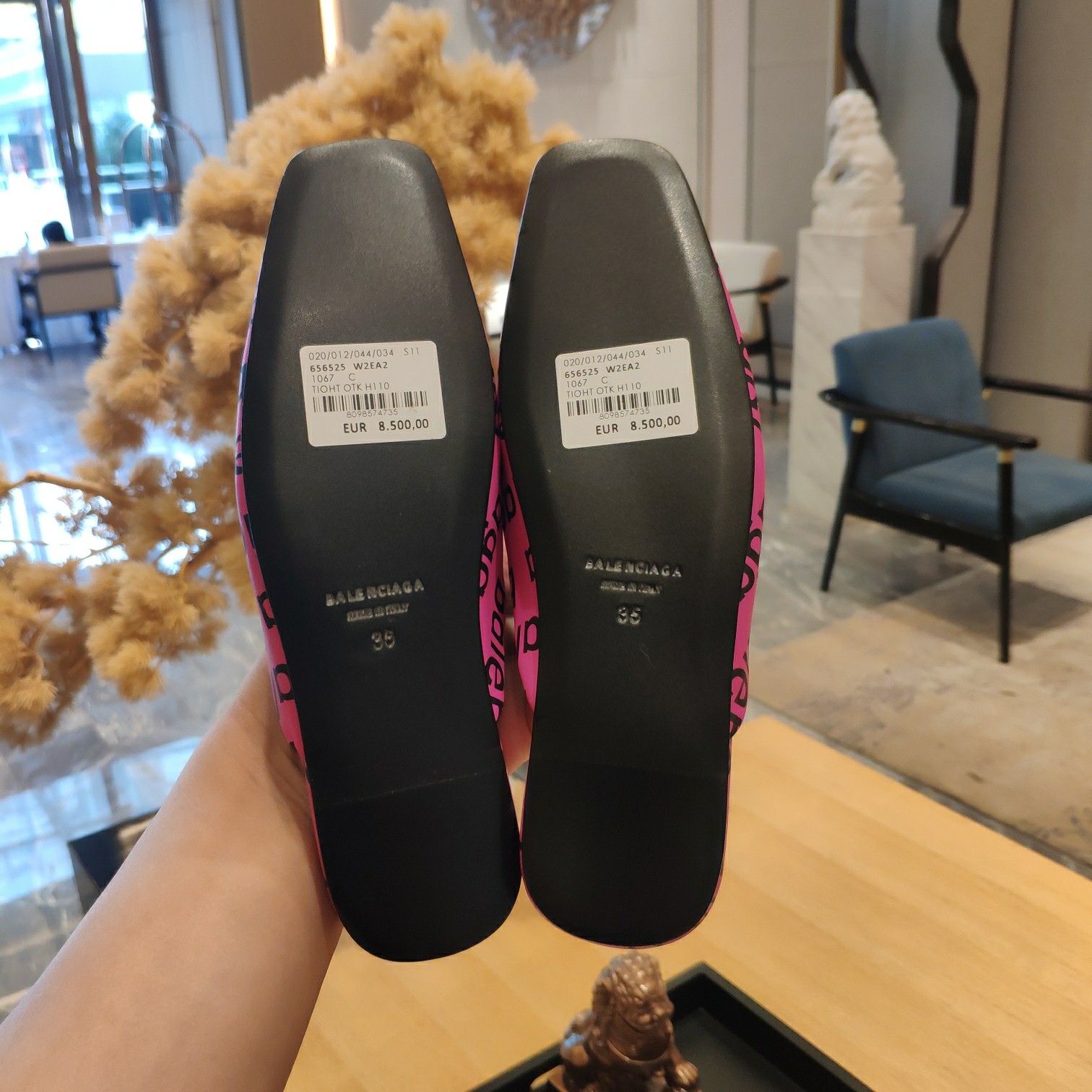 Balenciaga Logo  Leather Backless Loafers - FashionPlug