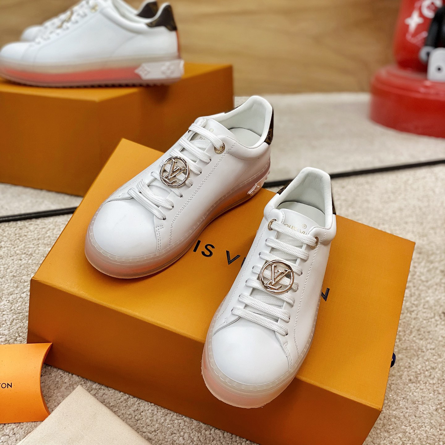 Louis Vuitton Logo Transparent Sole Sneaker  - FashionPlug
