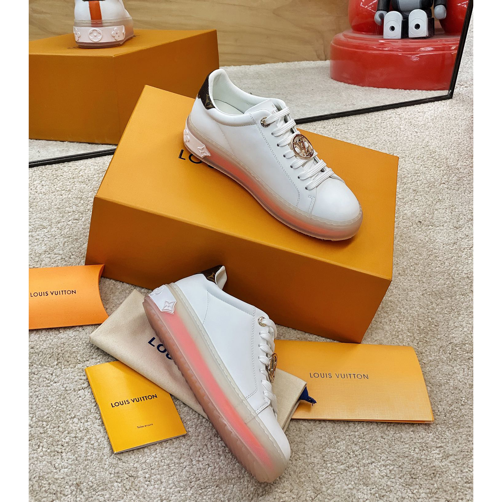 Louis Vuitton Logo Transparent Sole Sneaker  - FashionPlug