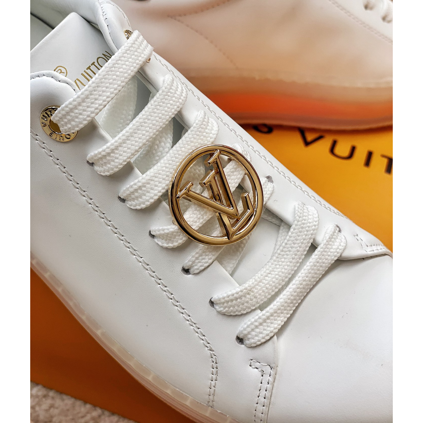 Louis Vuitton Logo Transparent Sole Sneaker  - FashionPlug