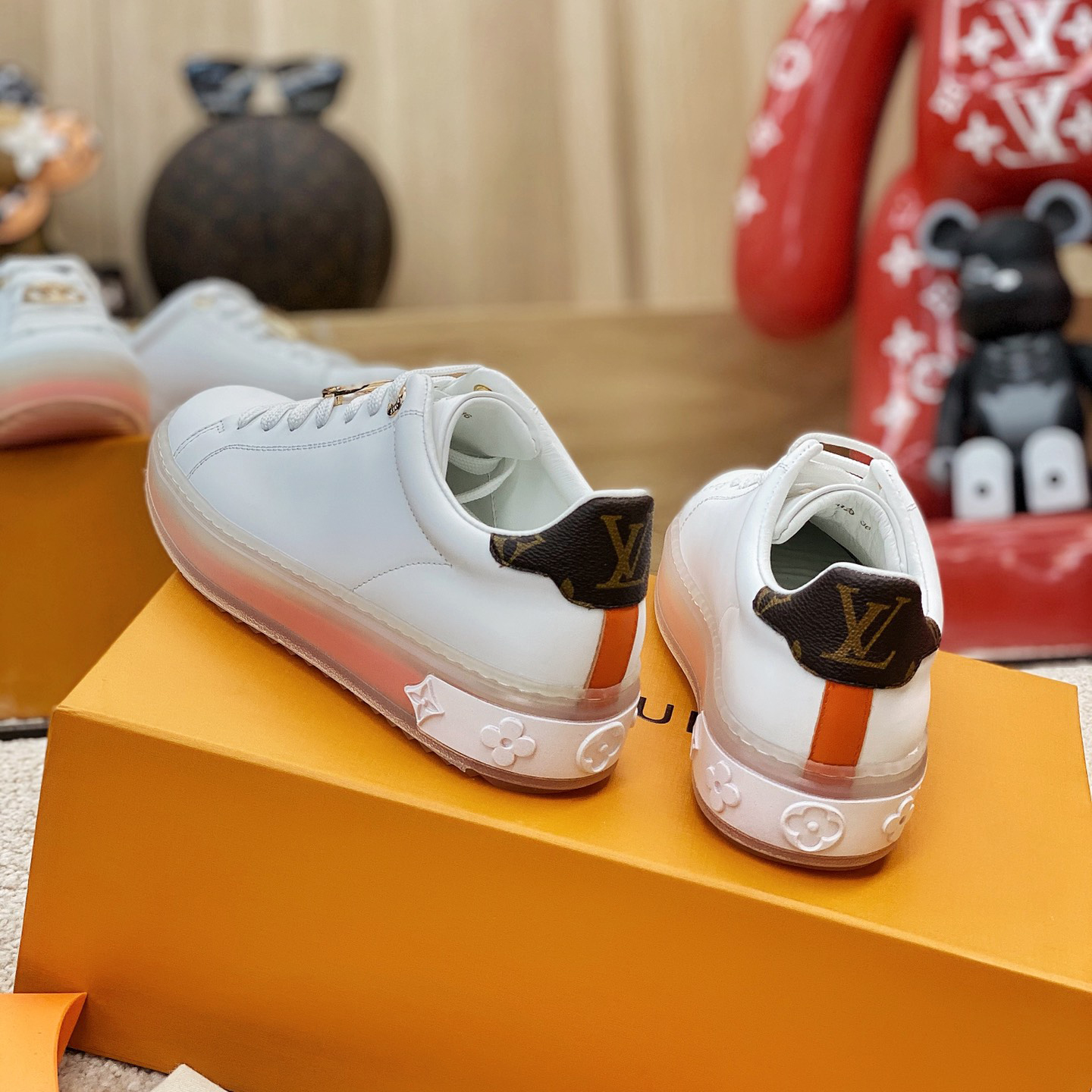 Louis Vuitton Logo Transparent Sole Sneaker  - FashionPlug