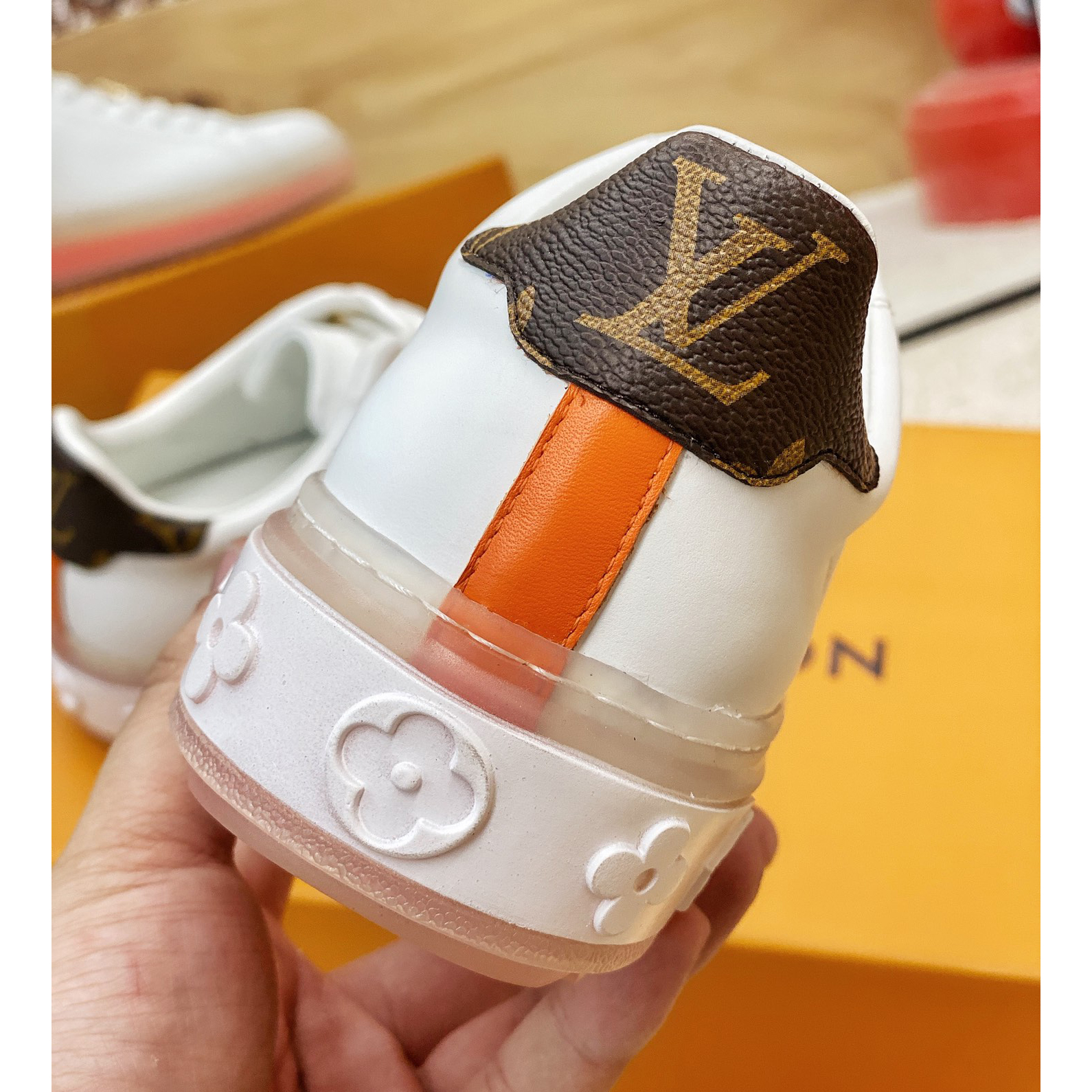Louis Vuitton Logo Transparent Sole Sneaker  - FashionPlug