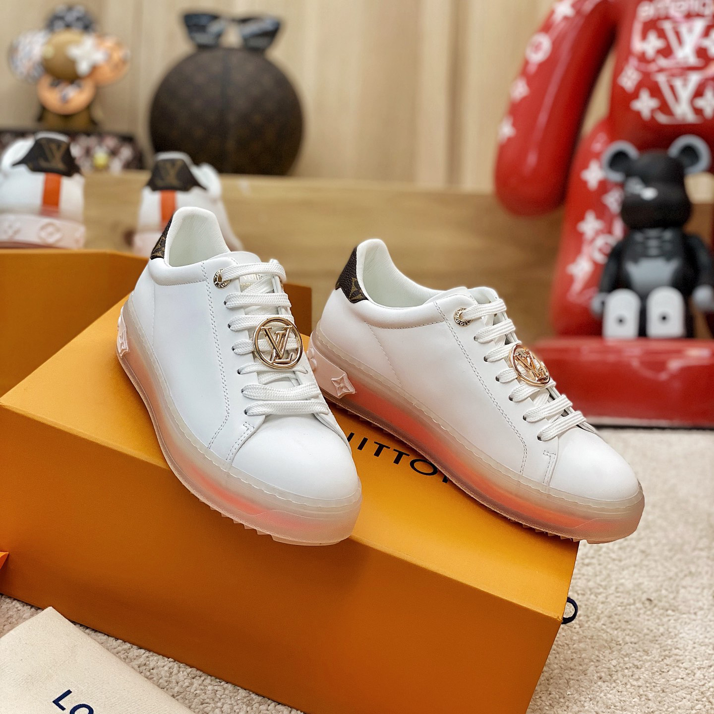 Louis Vuitton Logo Transparent Sole Sneaker  - FashionPlug