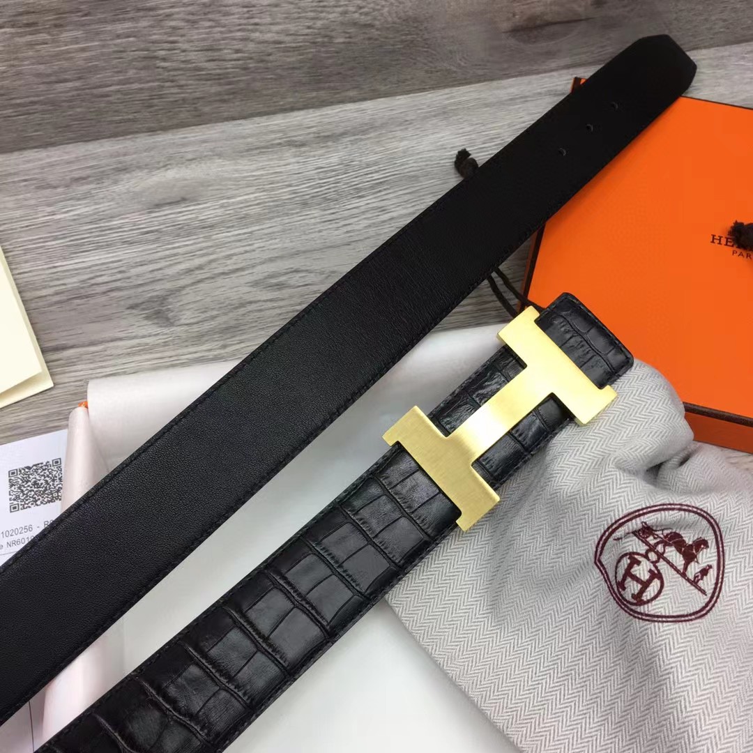 Hermes Black Leather Belt - FashionPlug