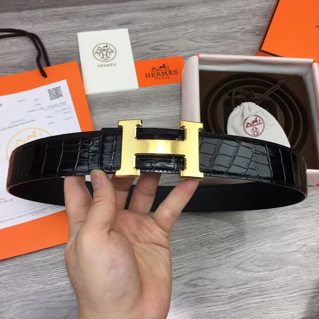 Hermes Black Leather Belt - FashionPlug