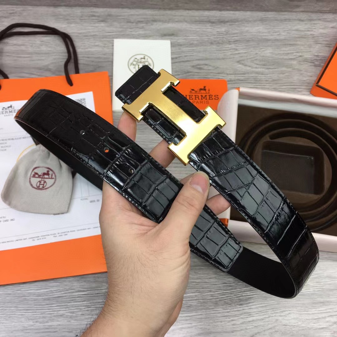 Hermes Black Leather Belt - FashionPlug