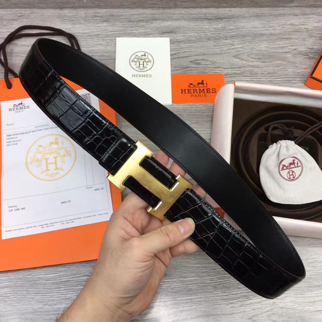 Hermes Black Leather Belt - FashionPlug