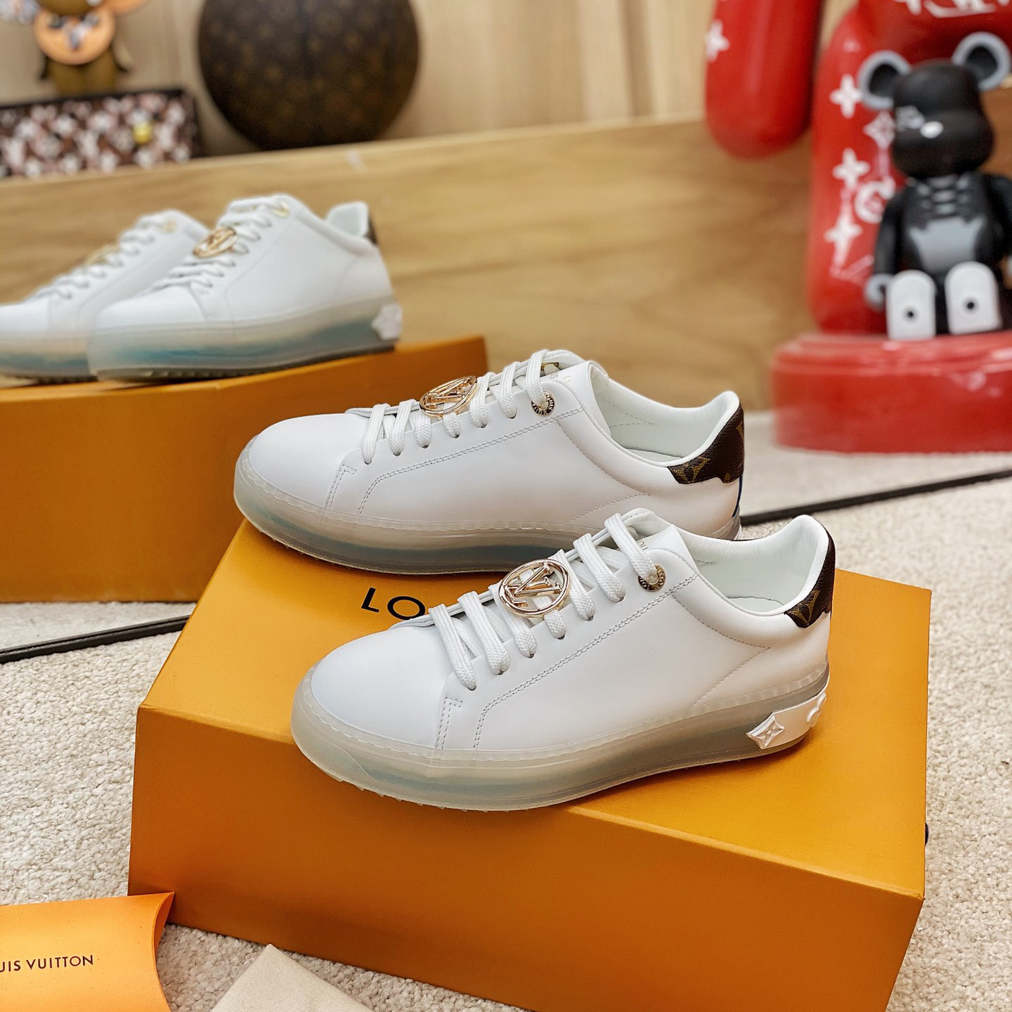 Louis Vuitton Logo Transparent Sole Sneaker  - FashionPlug