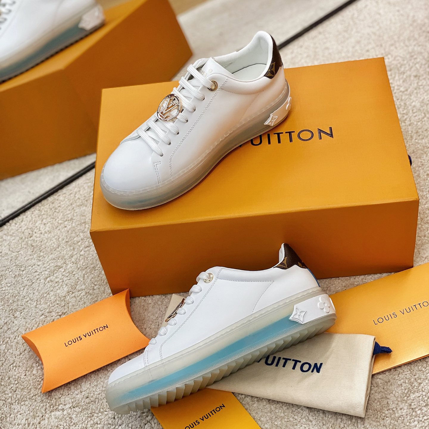 Louis Vuitton Logo Transparent Sole Sneaker  - FashionPlug