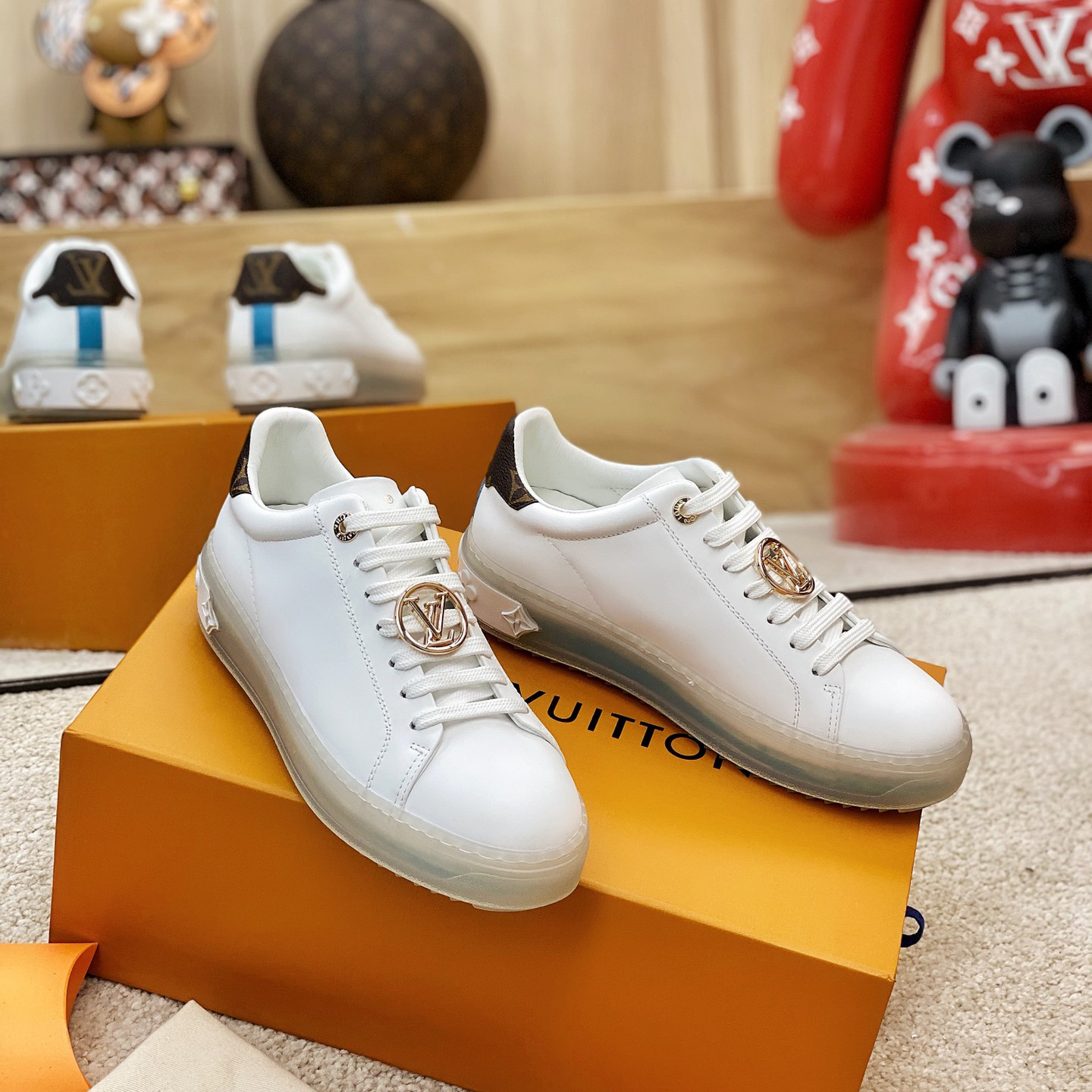 Louis Vuitton Logo Transparent Sole Sneaker  - FashionPlug