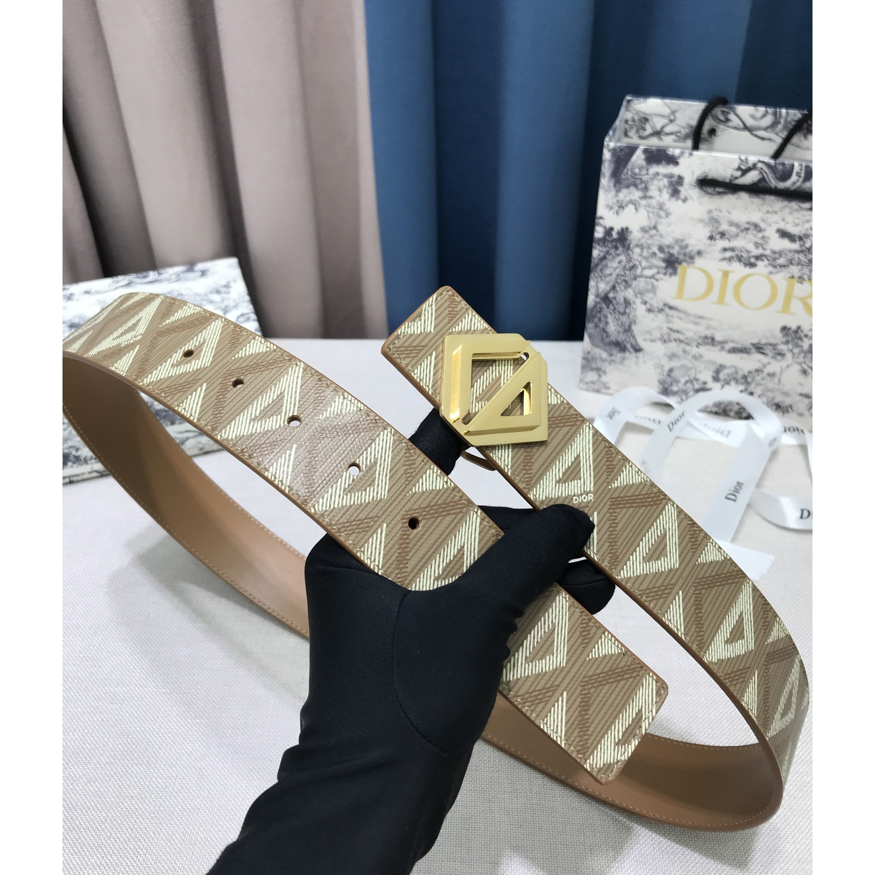 Dior CD Diamond Print  35mm Reversible Belt  - FashionPlug
