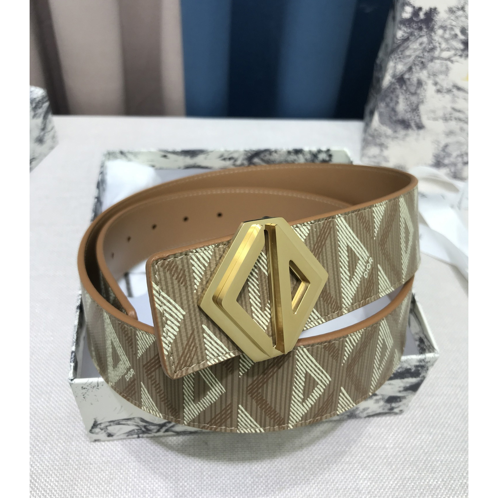 Dior CD Diamond Print  35mm Reversible Belt  - FashionPlug