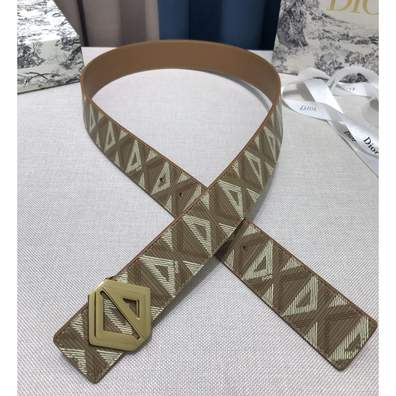 Dior CD Diamond Print  35mm Reversible Belt  - FashionPlug