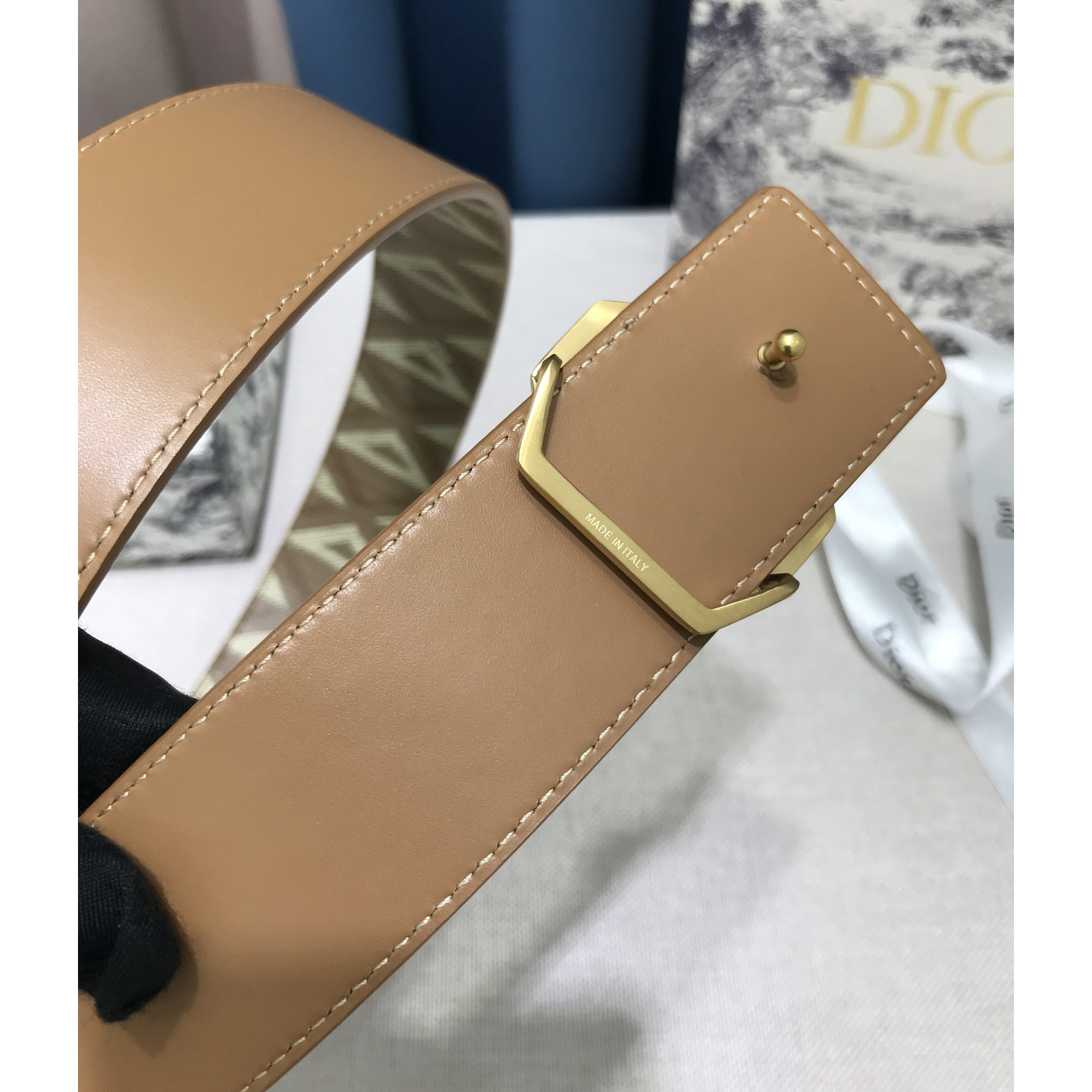 Dior CD Diamond Print  35mm Reversible Belt  - FashionPlug