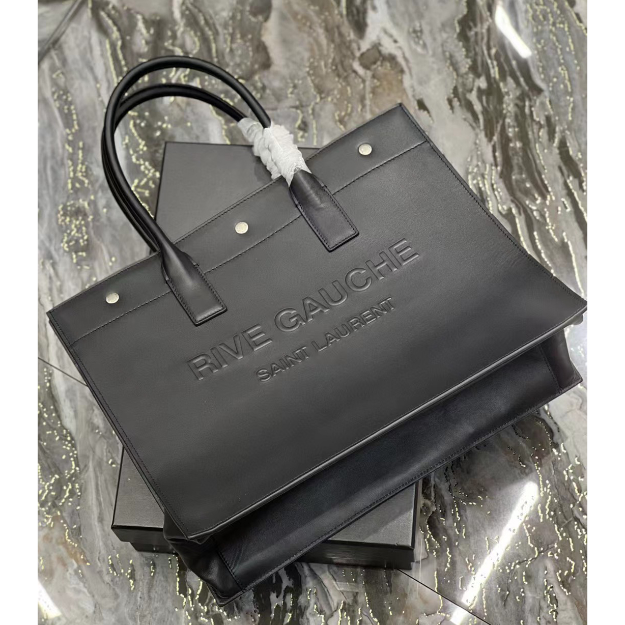 Saint Laurent Rive Gauche Small Tote Bag In Smooth Leather(39-31-18cm) - FashionPlug