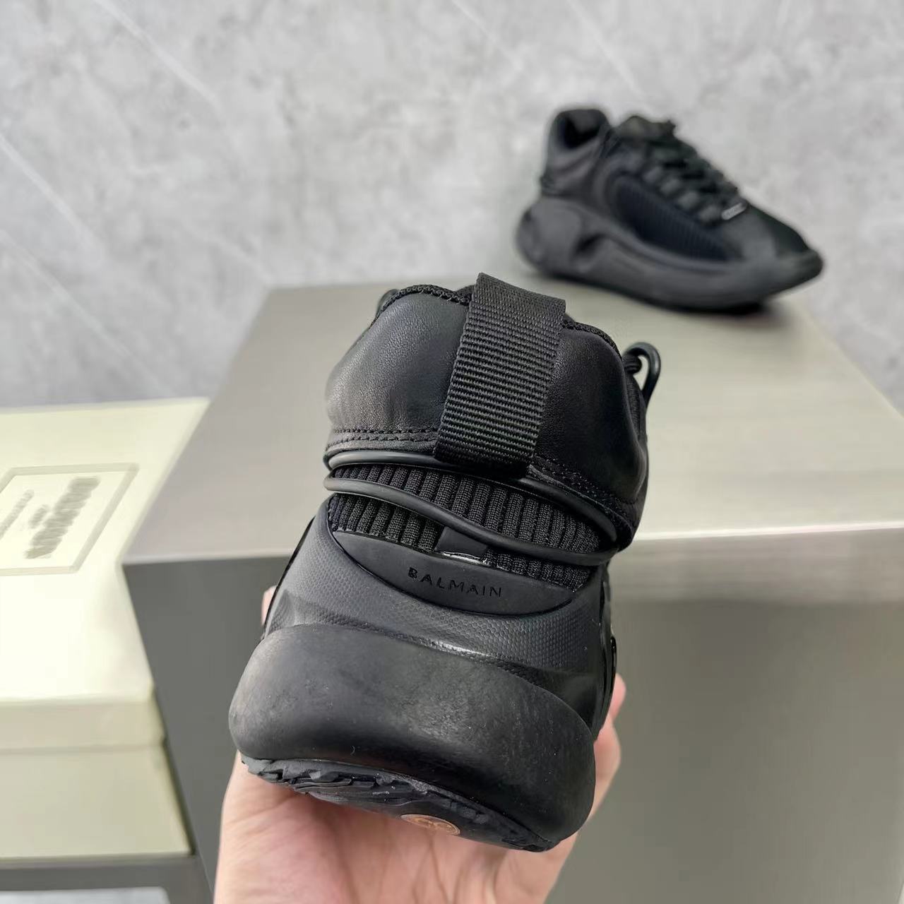 Balmain Bicolor Gummy Leather And Mesh B-Runner Sneakers - FashionPlug