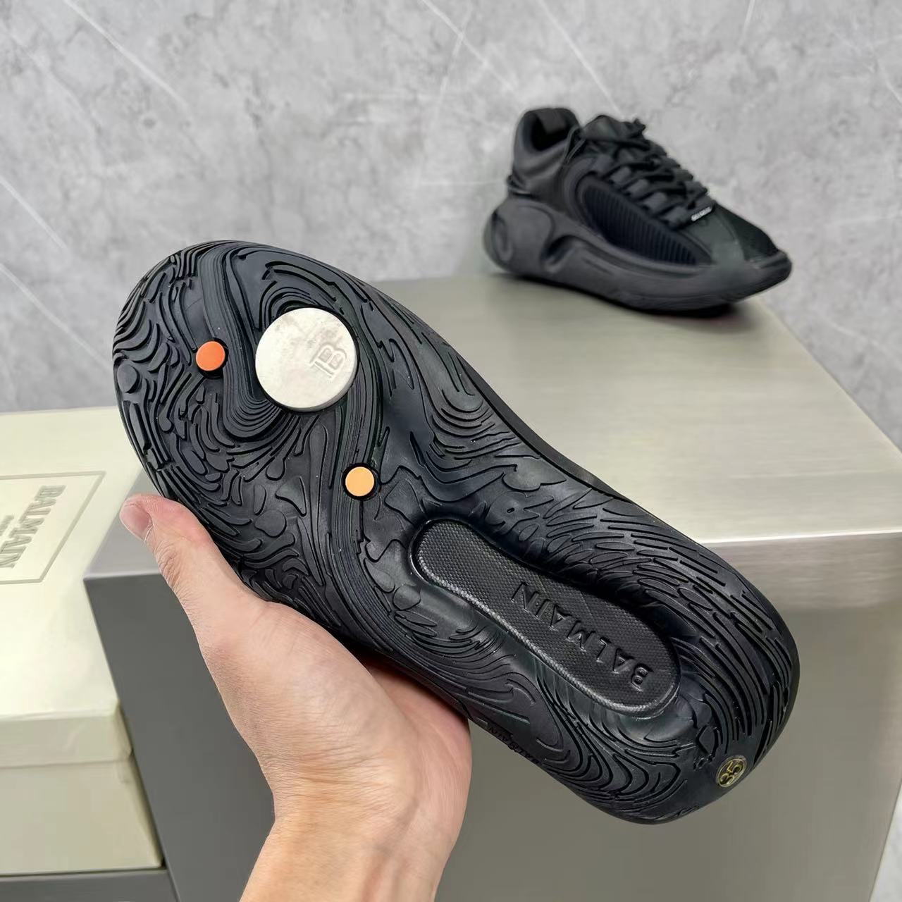 Balmain Bicolor Gummy Leather And Mesh B-Runner Sneakers - FashionPlug