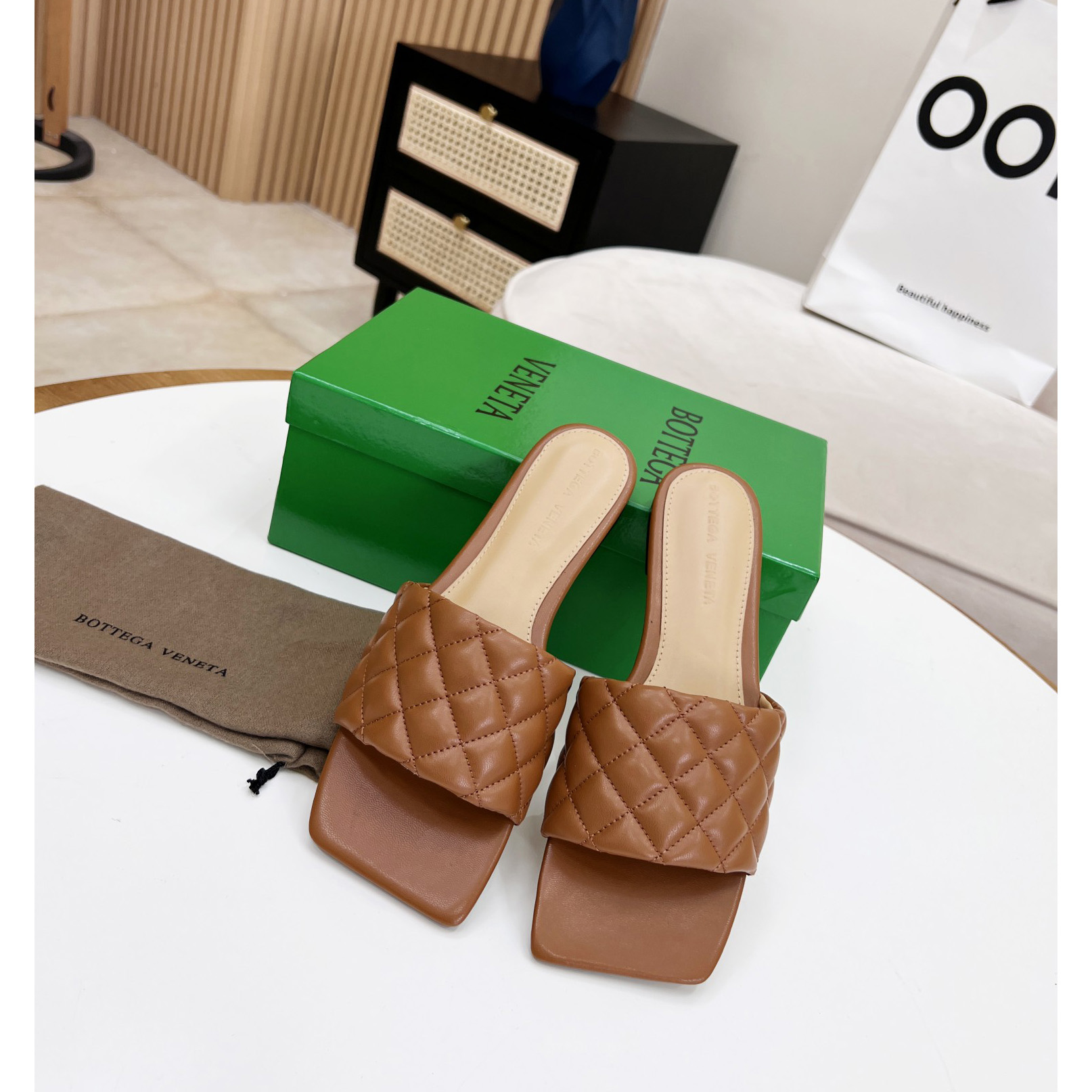 Bottega Veneta Padded Leather Sandals - FashionPlug
