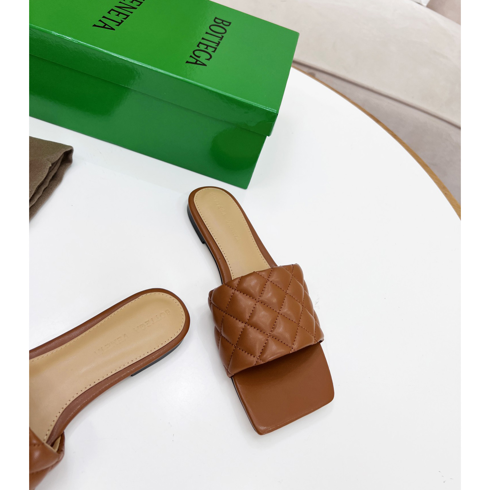 Bottega Veneta Padded Leather Sandals - FashionPlug