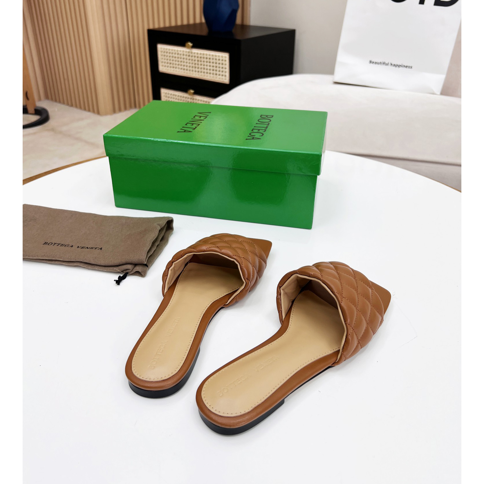 Bottega Veneta Padded Leather Sandals - FashionPlug