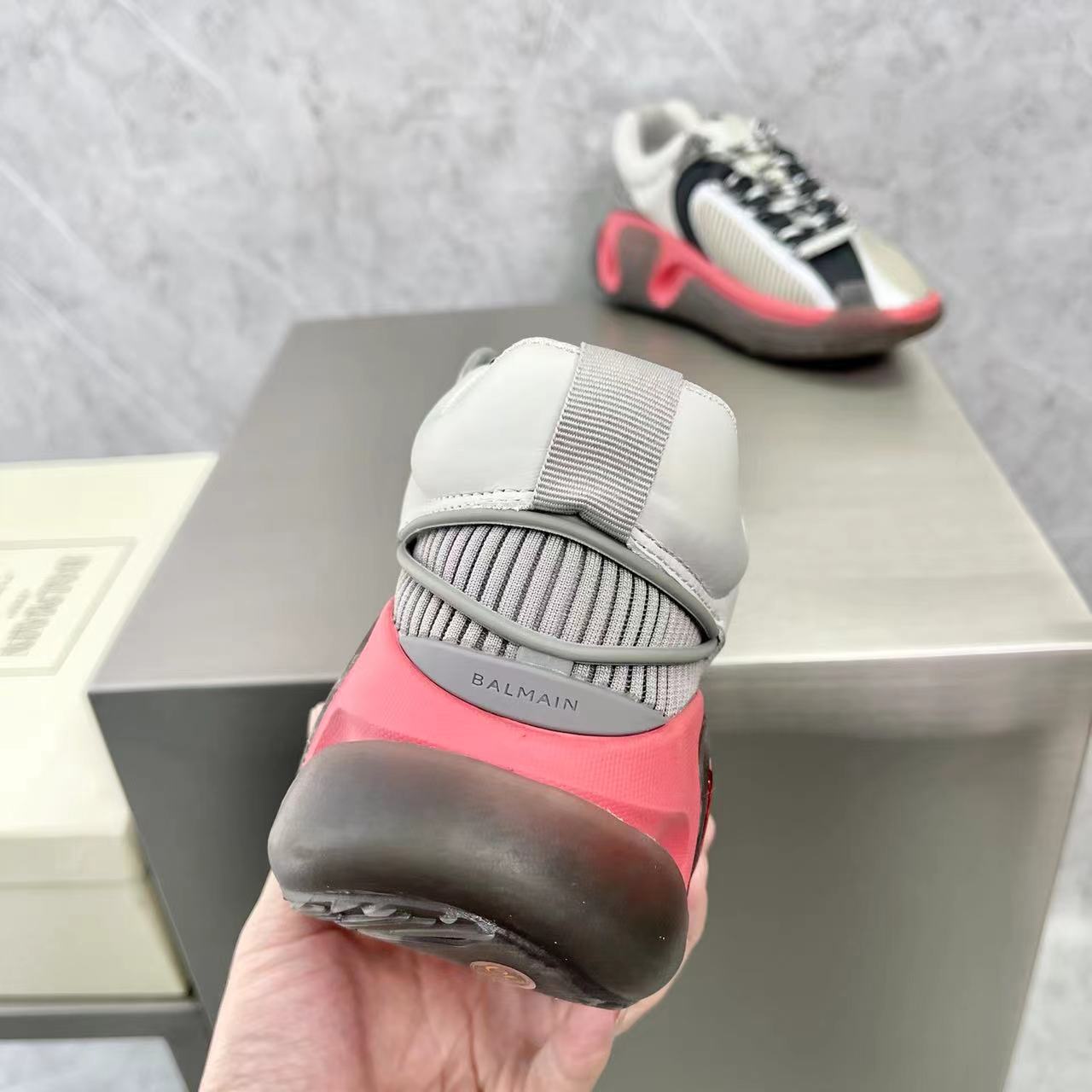 Balmain Bicolor Gummy Leather And Mesh B-Runner Sneakers - FashionPlug