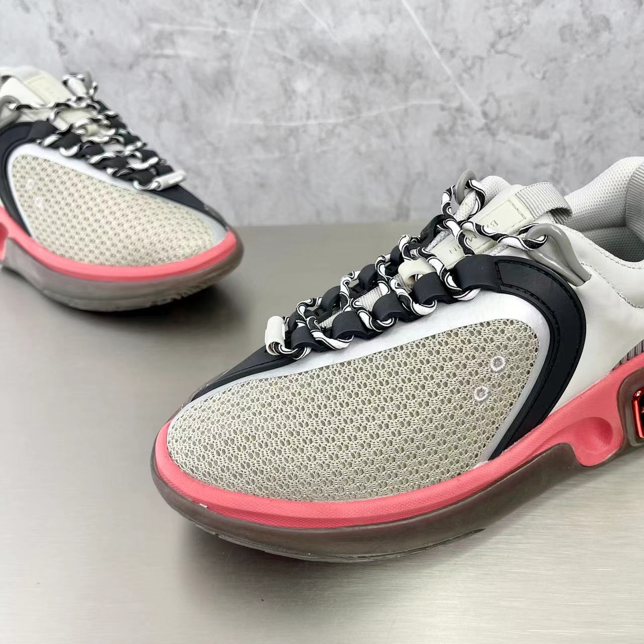 Balmain Bicolor Gummy Leather And Mesh B-Runner Sneakers - FashionPlug