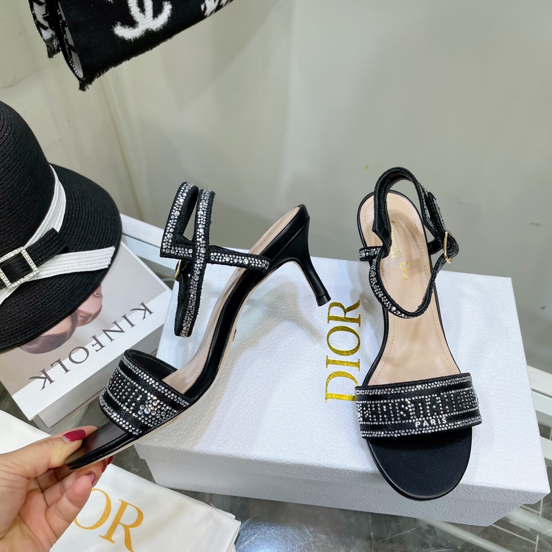 Dior Logo High Heeled Sandals(6.5CM) - FashionPlug