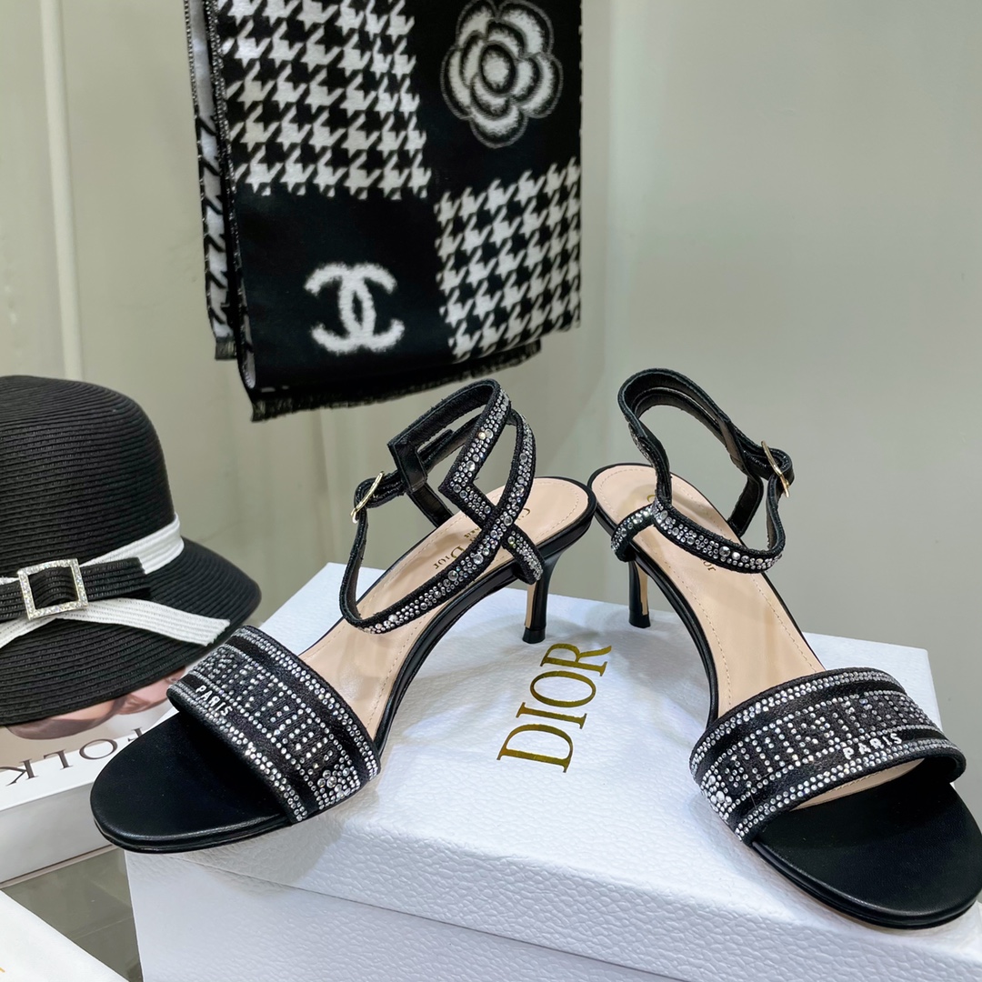 Dior Logo High Heeled Sandals(6.5CM) - FashionPlug