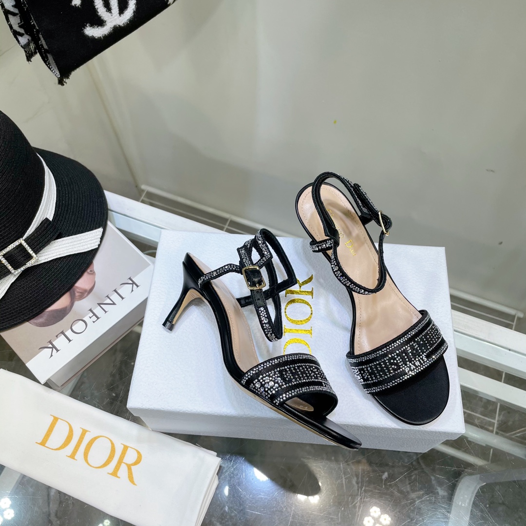 Dior Logo High Heeled Sandals(6.5CM) - FashionPlug