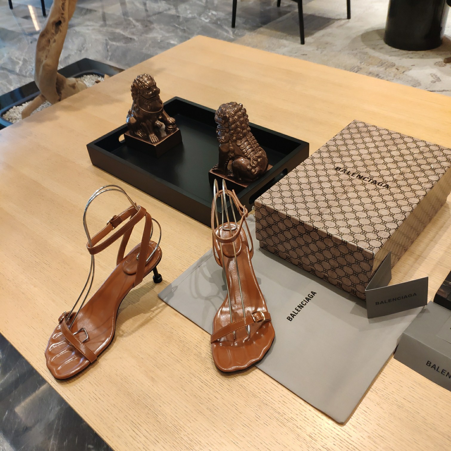 Balenciaga Logo High Heeled Sandals (7CM) - FashionPlug