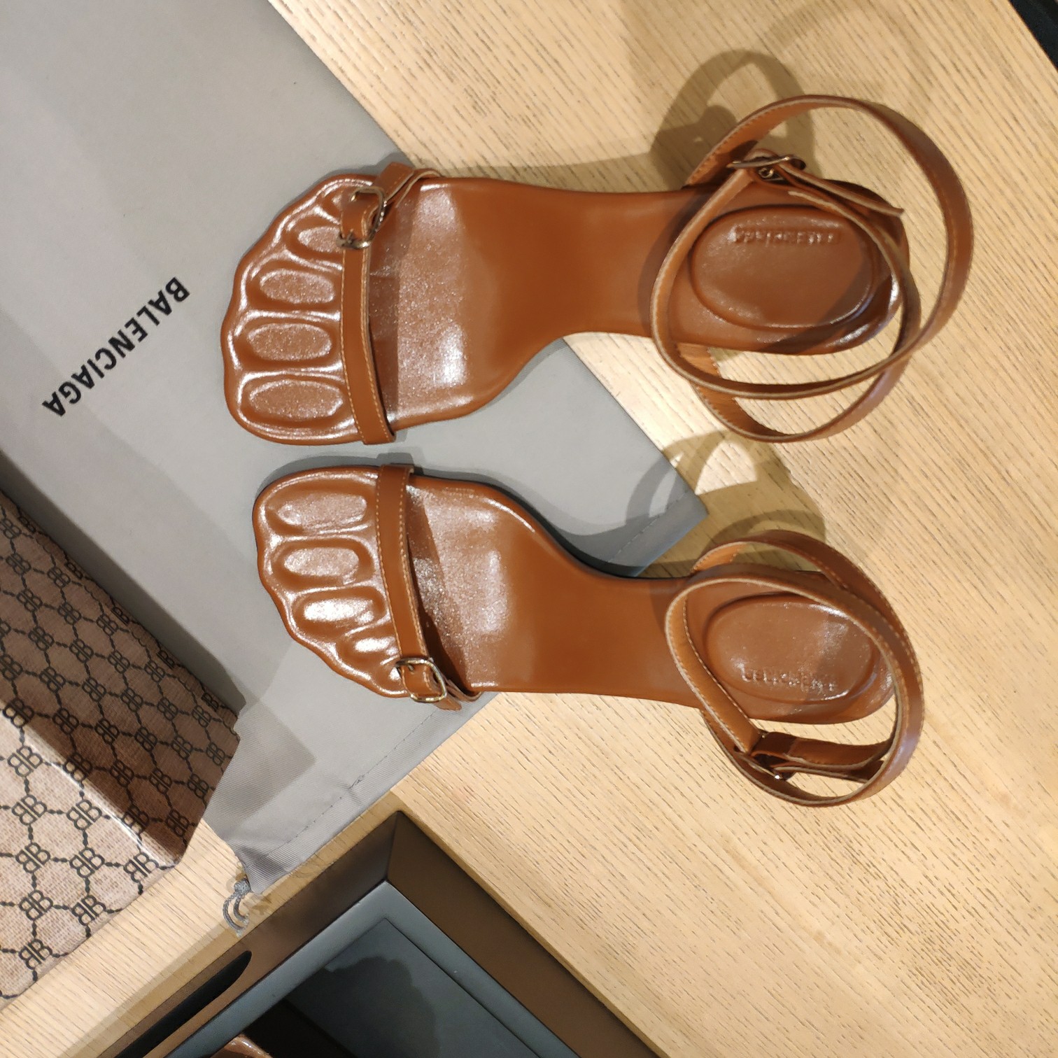 Balenciaga Logo High Heeled Sandals (7CM) - FashionPlug