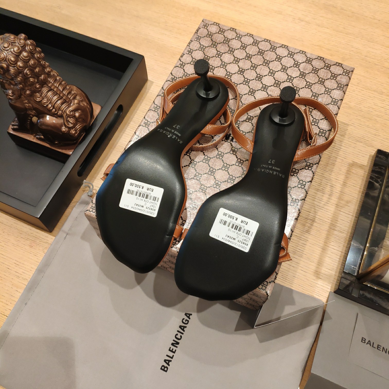 Balenciaga Logo High Heeled Sandals (7CM) - FashionPlug