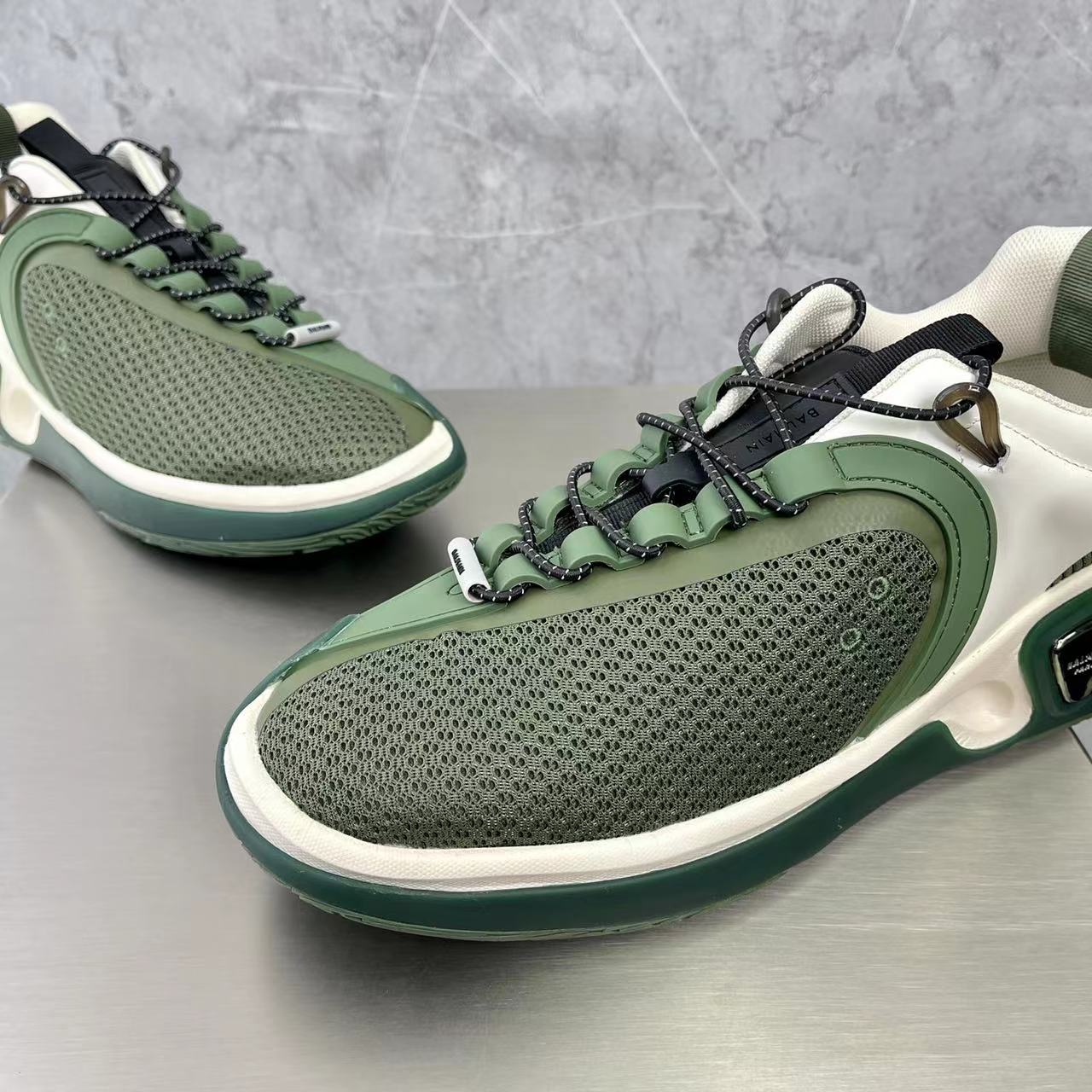 Balmain Bicolor Gummy Leather And Mesh B-Runner Sneakers - FashionPlug