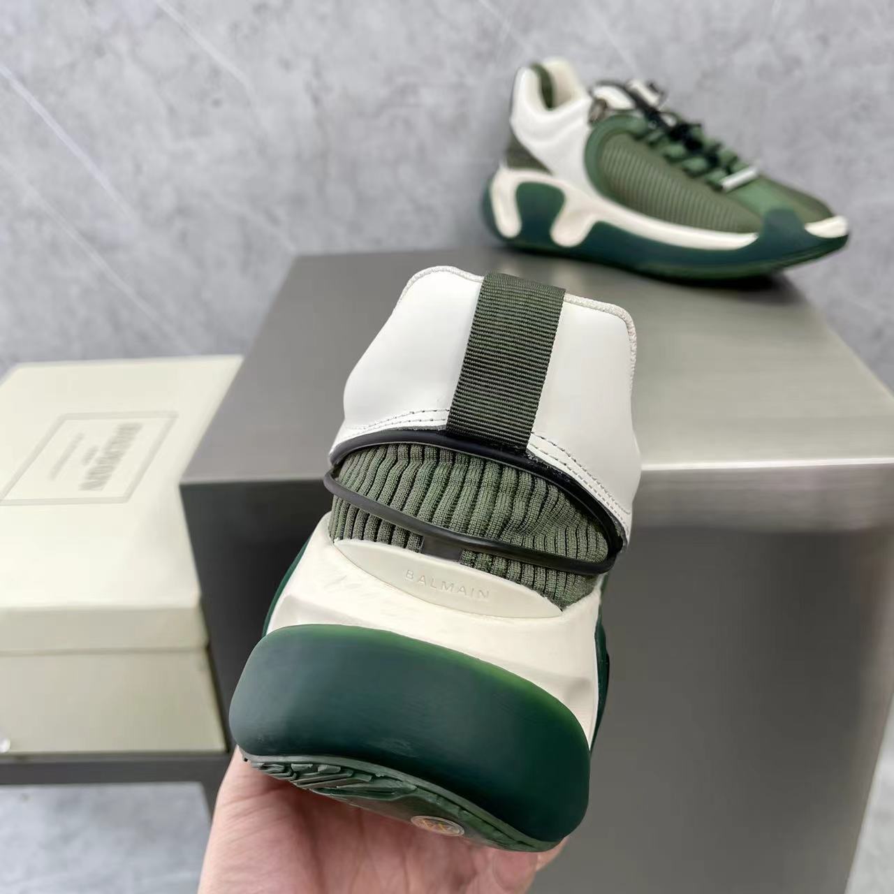 Balmain Bicolor Gummy Leather And Mesh B-Runner Sneakers - FashionPlug