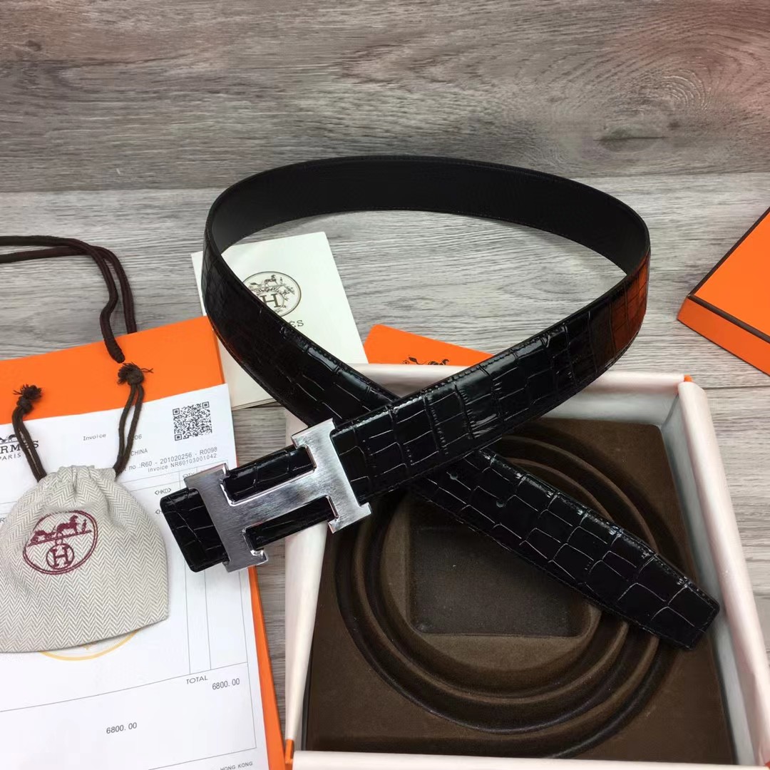 Hermes Black Leather Belt - FashionPlug