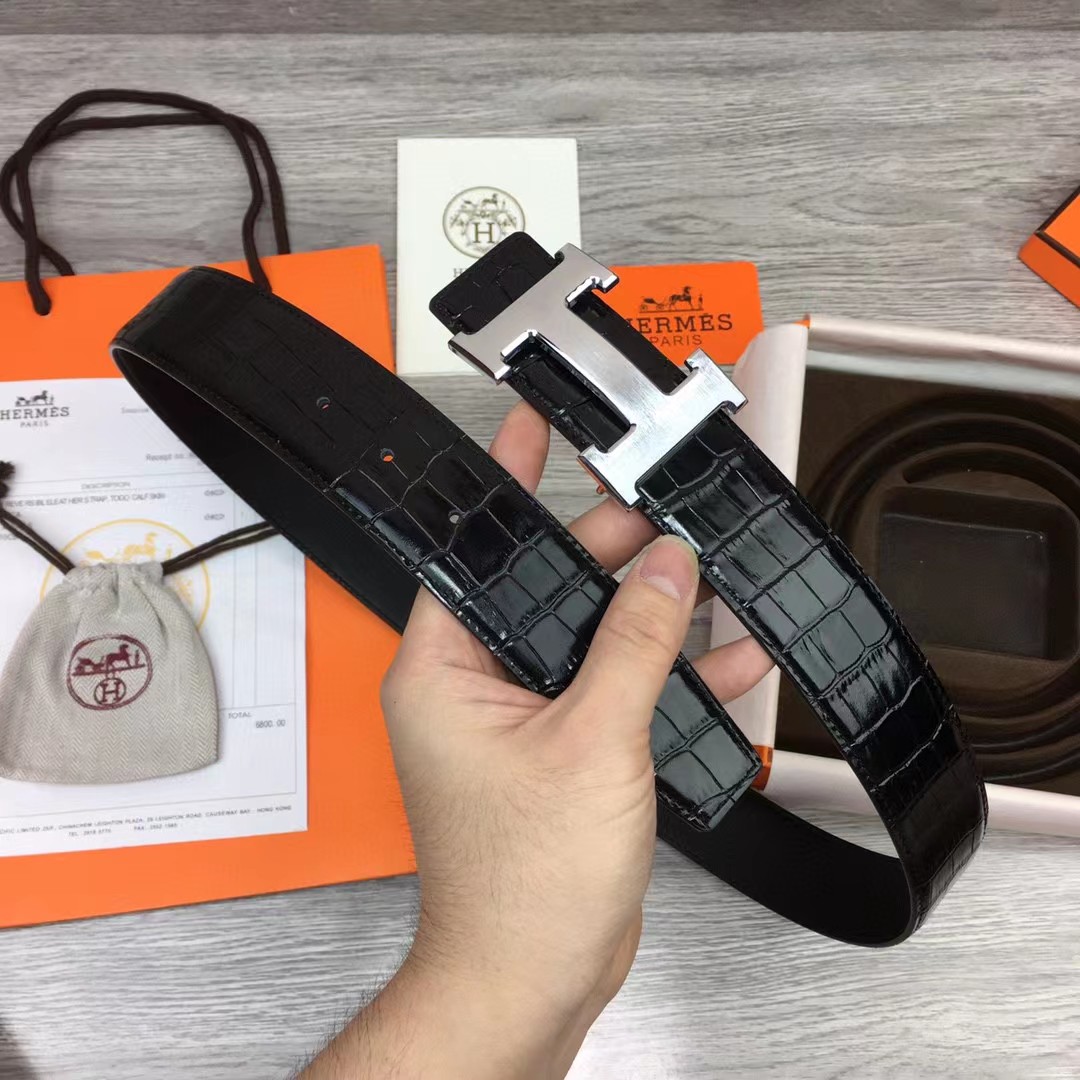 Hermes Black Leather Belt - FashionPlug