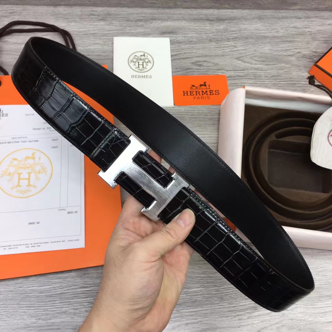 Hermes Black Leather Belt - FashionPlug